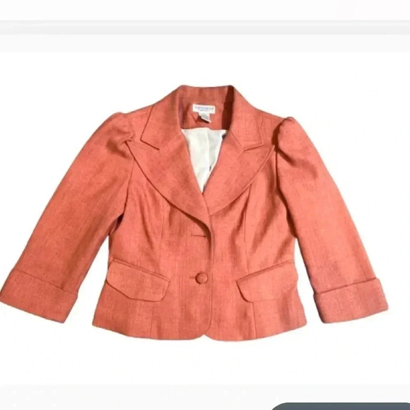 WORTHINGTON BLAZER CORAL 3/4 LENGTH VICTORIAN SLEEVES STRETCH SIZE 6 PETITE - Picture 1 of 8